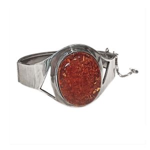 Bracciale Donna rigido in argento 925 con Ambra del Baltico – 001PT