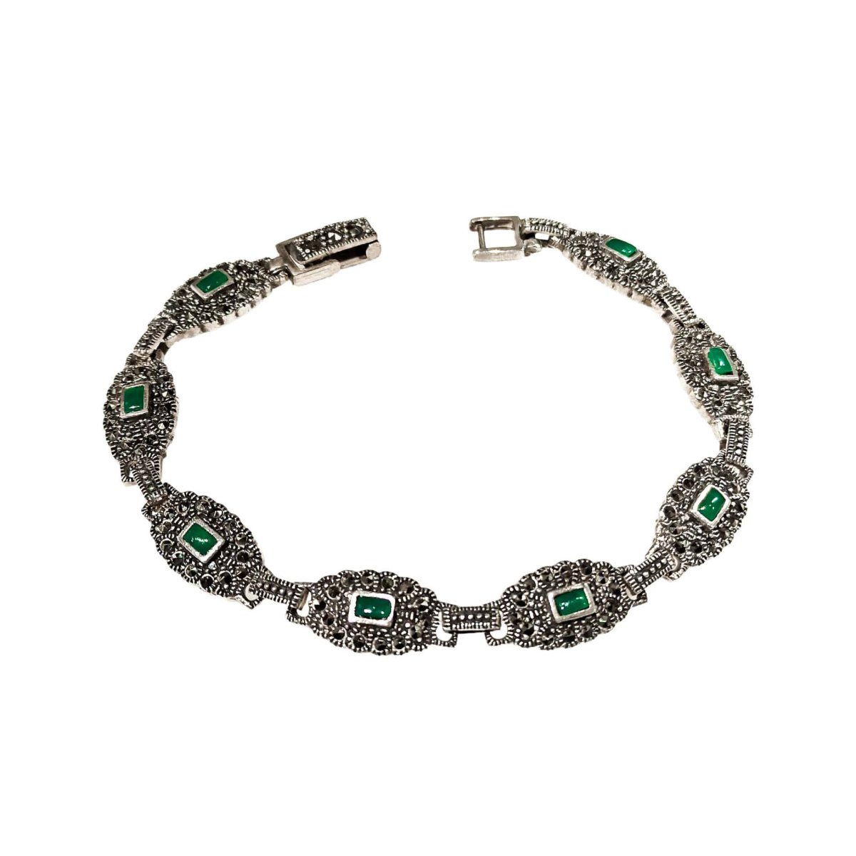 Bracciale Donna in argento 925 con agata verde e marcasite – 5503PN